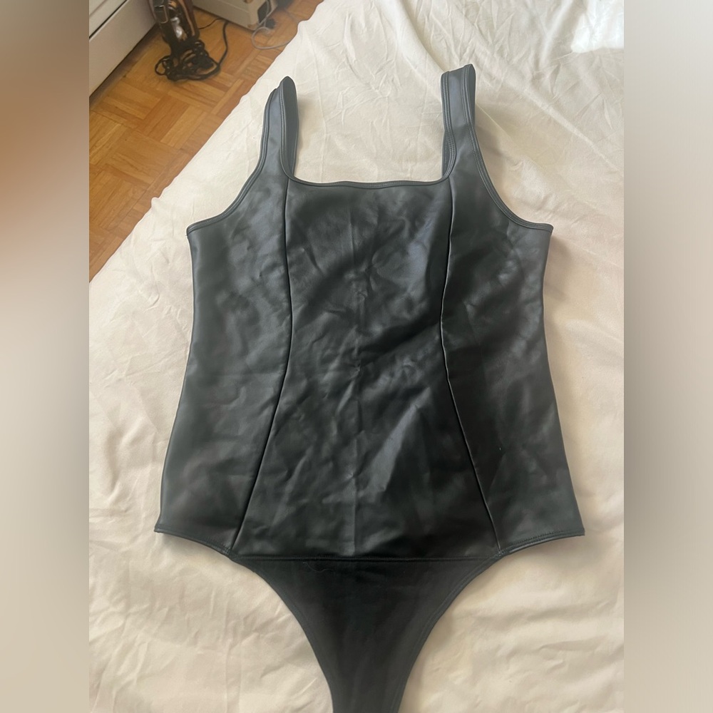 Abercrombie & fitch faux leather tank like bodysuit
